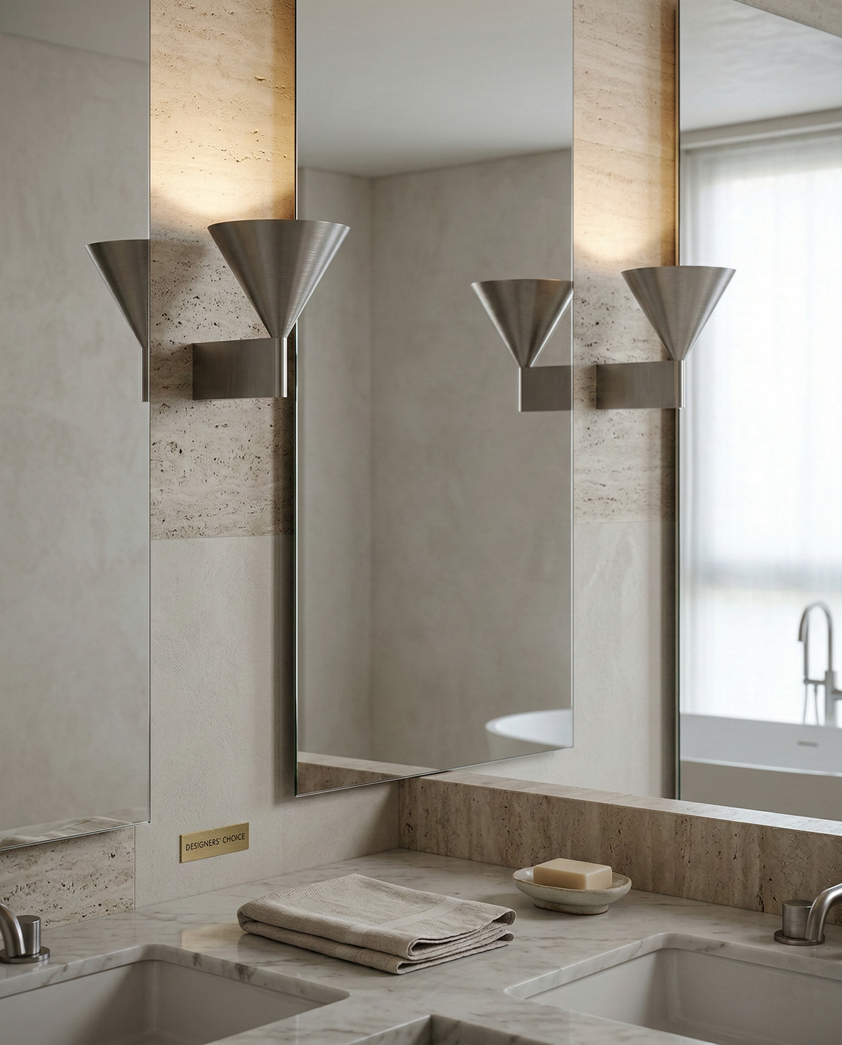 appliques murales design Kroma aluminium argenté cône wabi sabi
